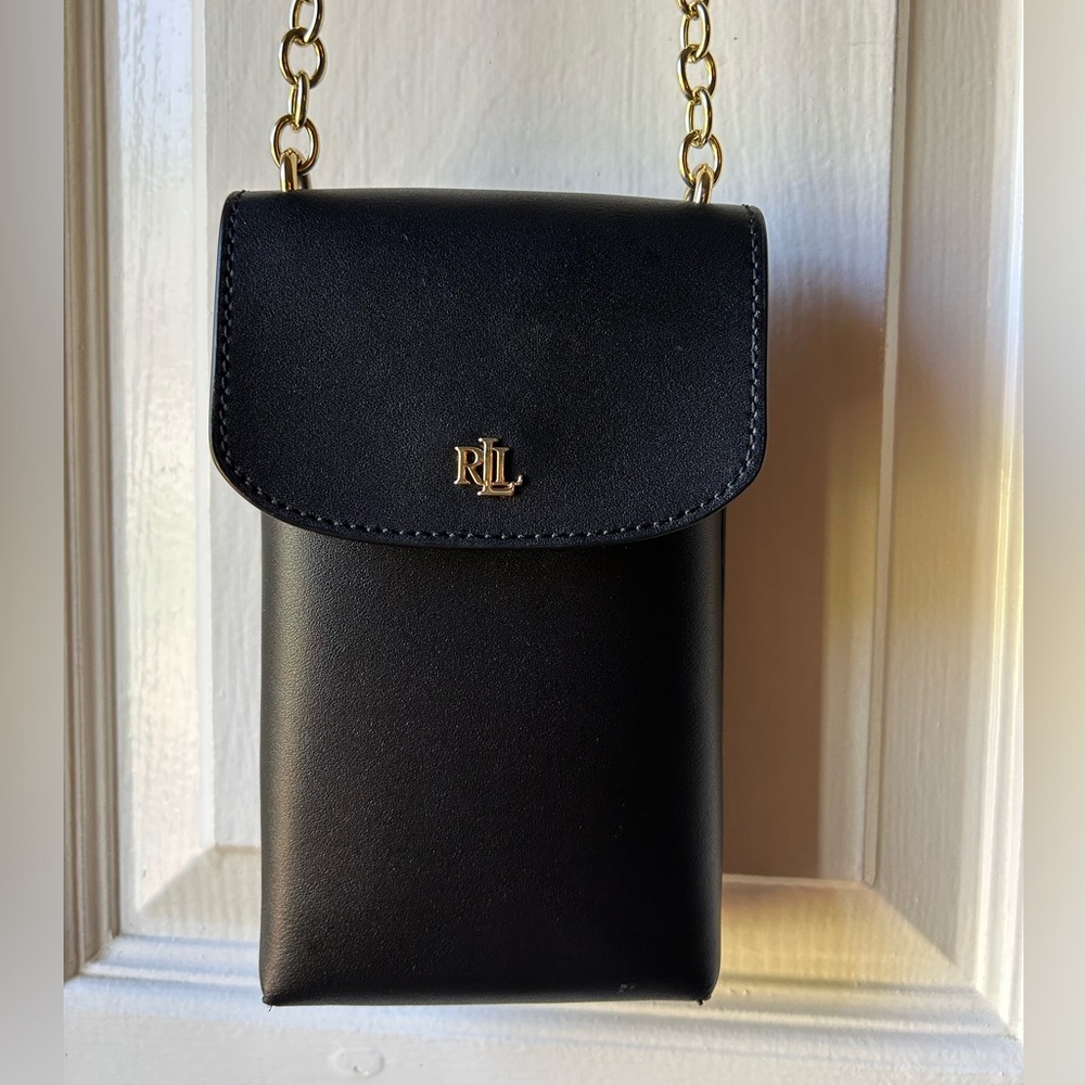 Ralph Lauren Black Chain Crossbody Cell Phone Purse